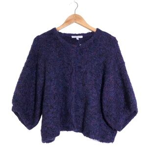 Adrienne Vittadini Collection Blue Purple Button Up Cardigan Sweater M